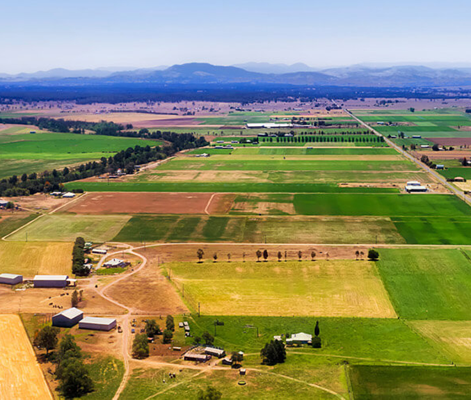 Aerial view of Hunter Valley farmland