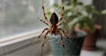 Orb weaving spider in its web